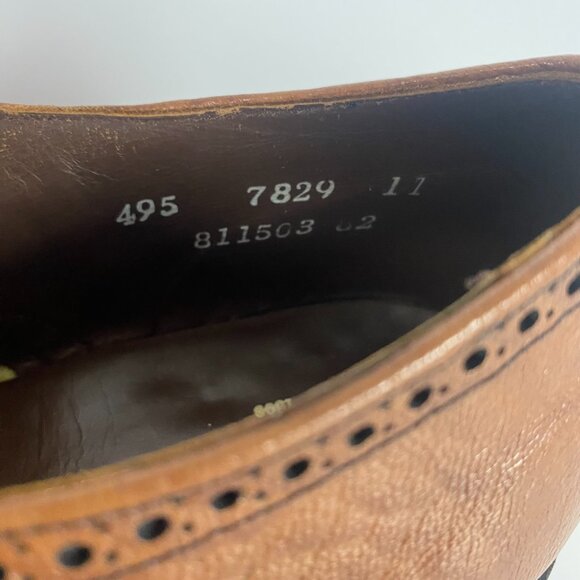 Vintage Hartt Dress Shoes Men's Size 11 Tan Camel Brown Derby Oxford Brogue - Picture 11 of 11